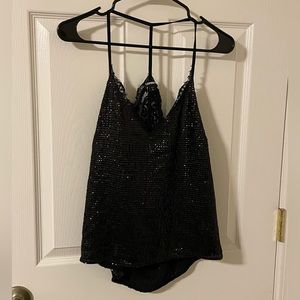 Express Sequin Tank Top and Lace Back